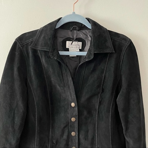 Live A Little 100% Leather Suede Black Jacket Sz Medium - Picture 2 of 8